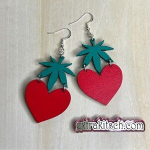 I Love 420 Dangle Earrings - Handmade Laser Cut Wood